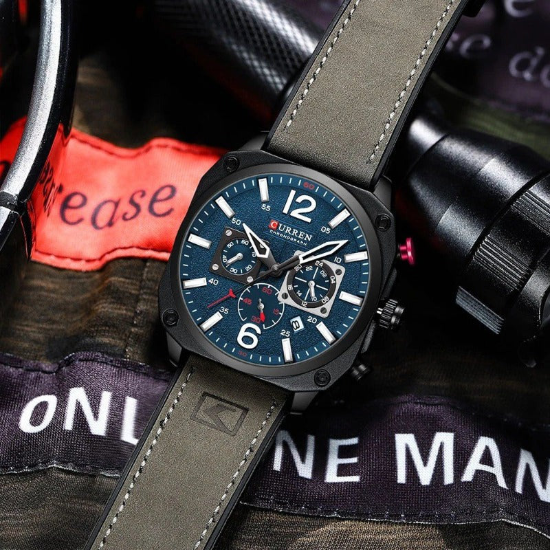 Business Leather Quartz Waterproof Wrist Men's Watch