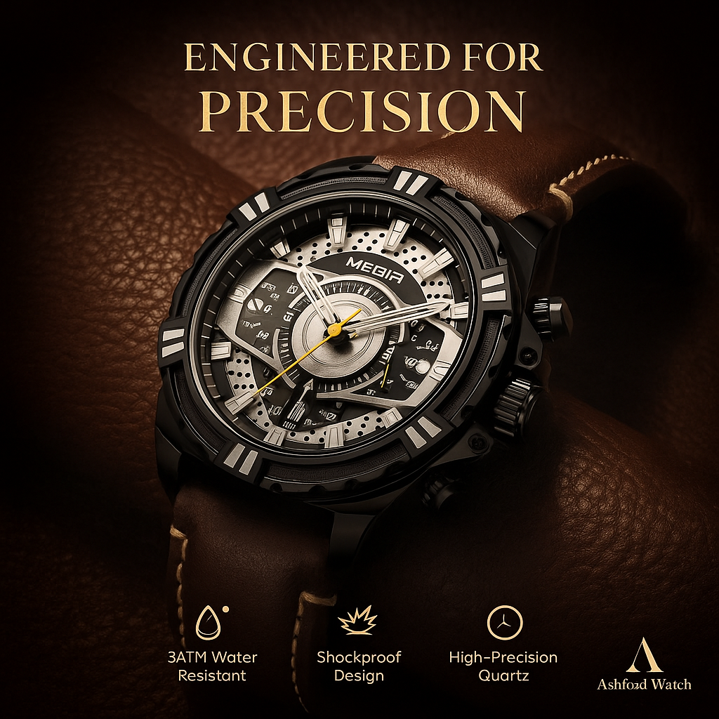 Luxury Leather Military Sport Chronograph Men's Watch