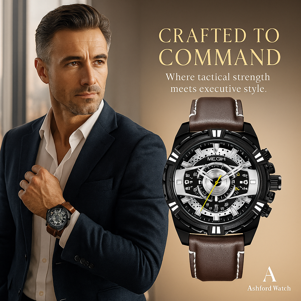 Luxury Leather Military Sport Chronograph Men's Watch