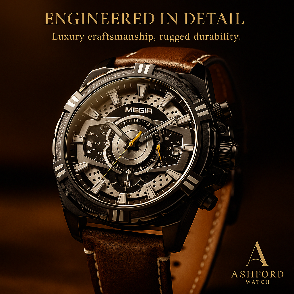Luxury Leather Military Sport Chronograph Men's Watch