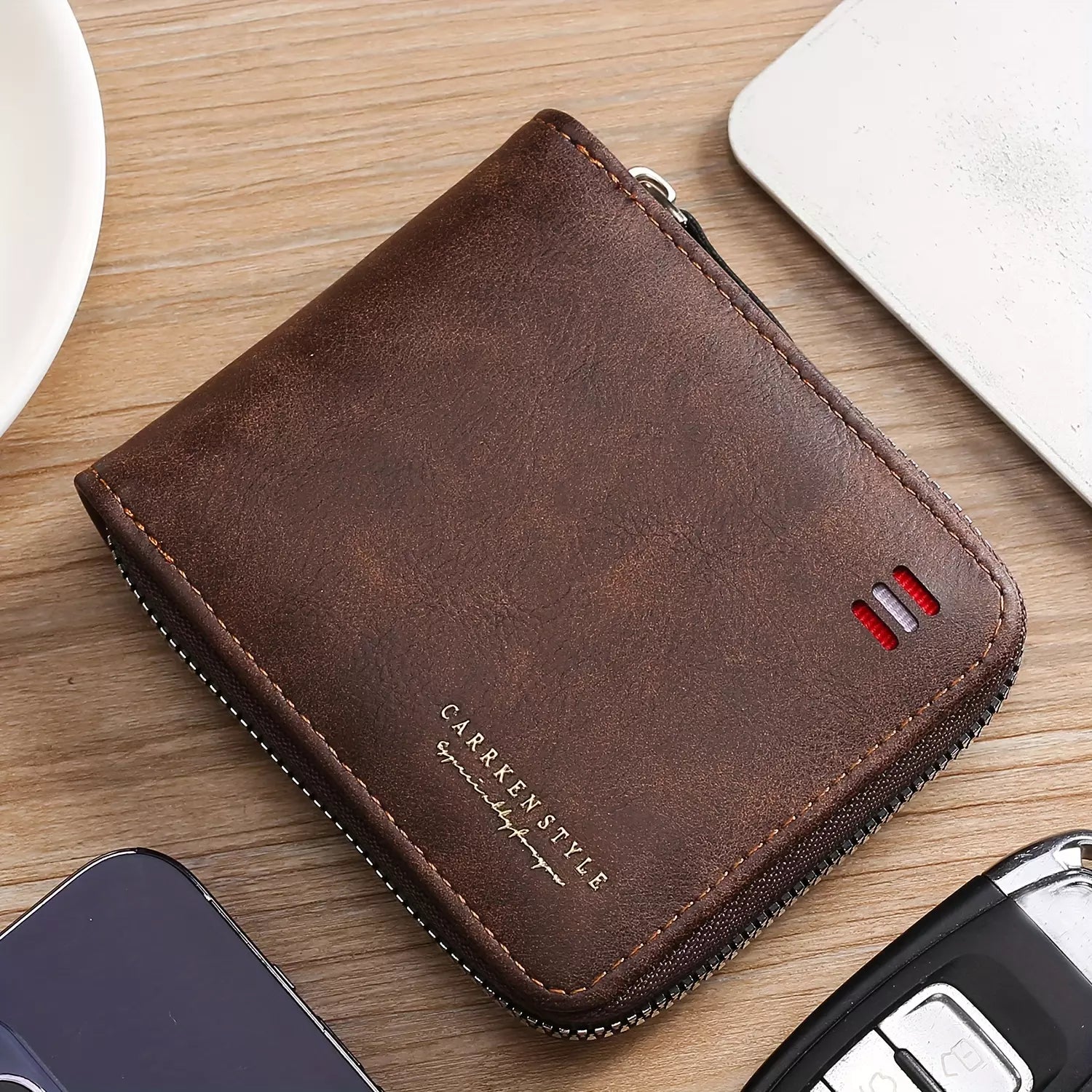 Ashford Vintage Guard – Men’s PU Leather Zipper Wallet