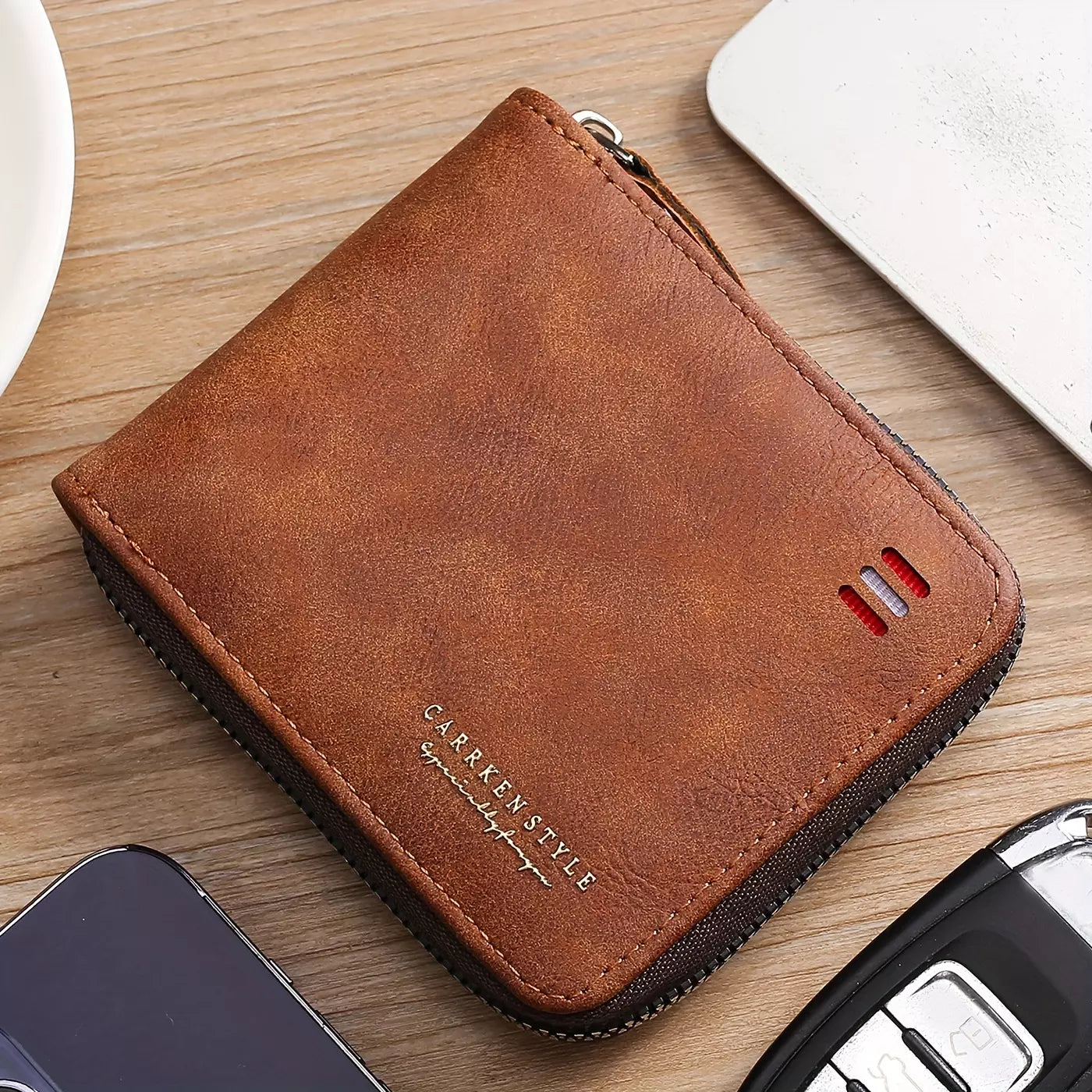 Ashford Vintage Guard – Men’s PU Leather Zipper Wallet