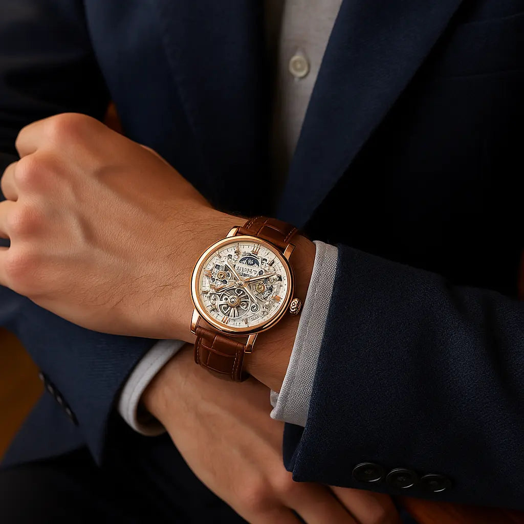 Business Leather Band Mechanical Automatic Men's Watch