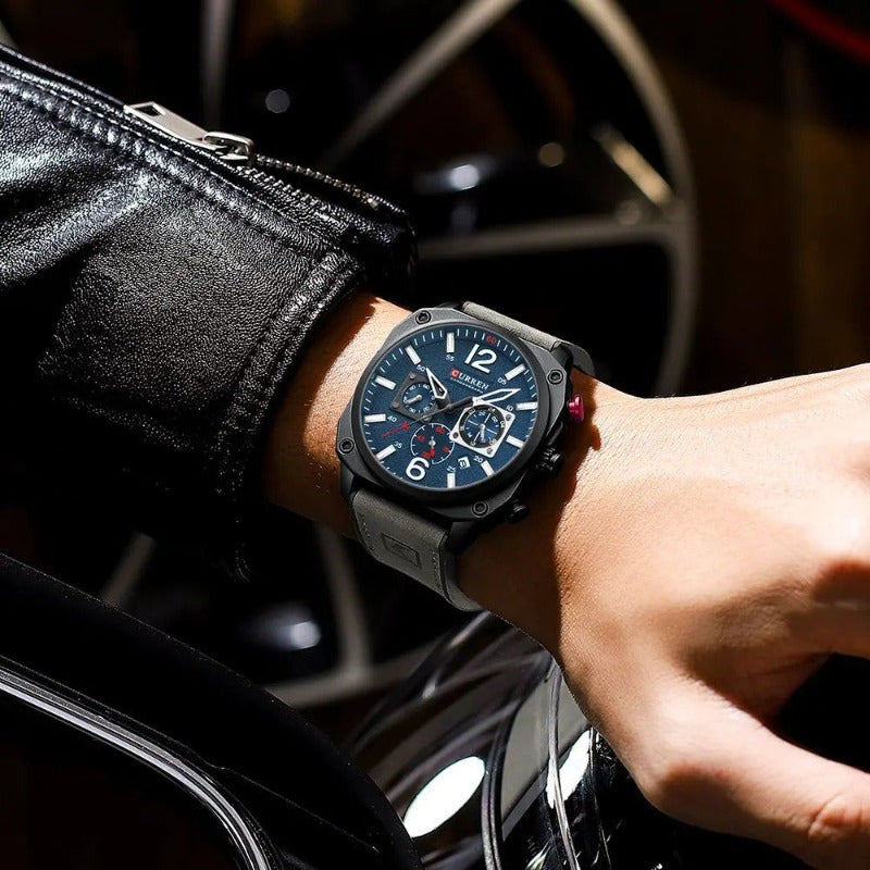 Business Leather Quartz Waterproof Wrist Men's Watch