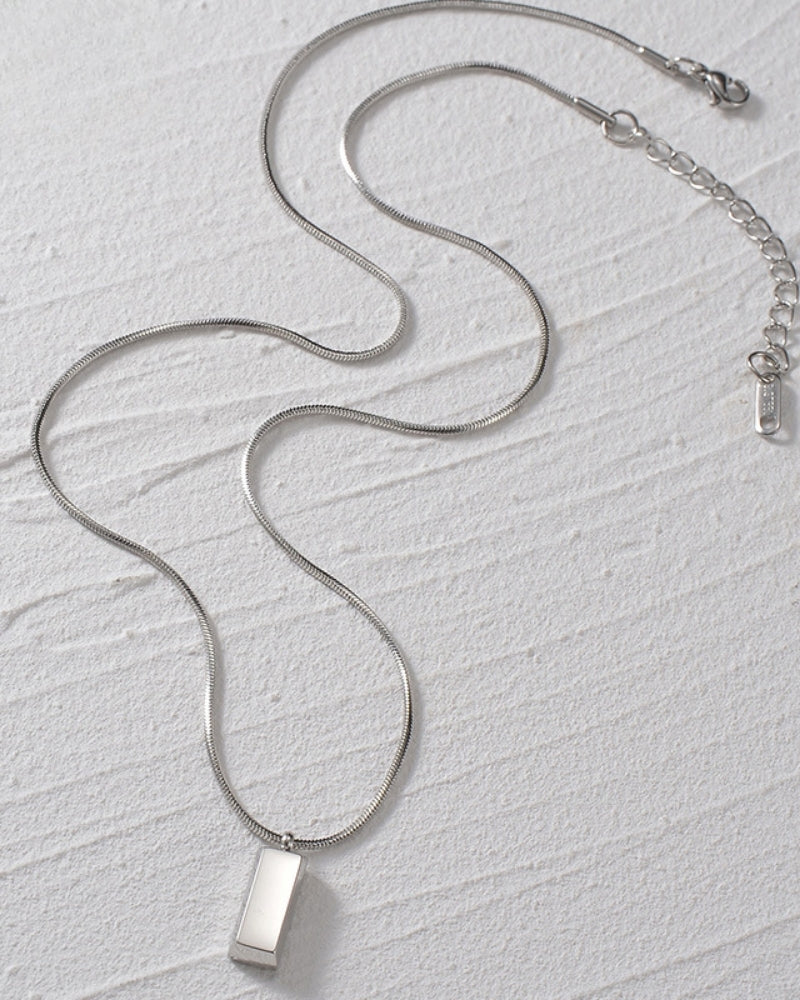 Ashford Axis Tag Pendant – Minimalist Steel Necklace for Men
