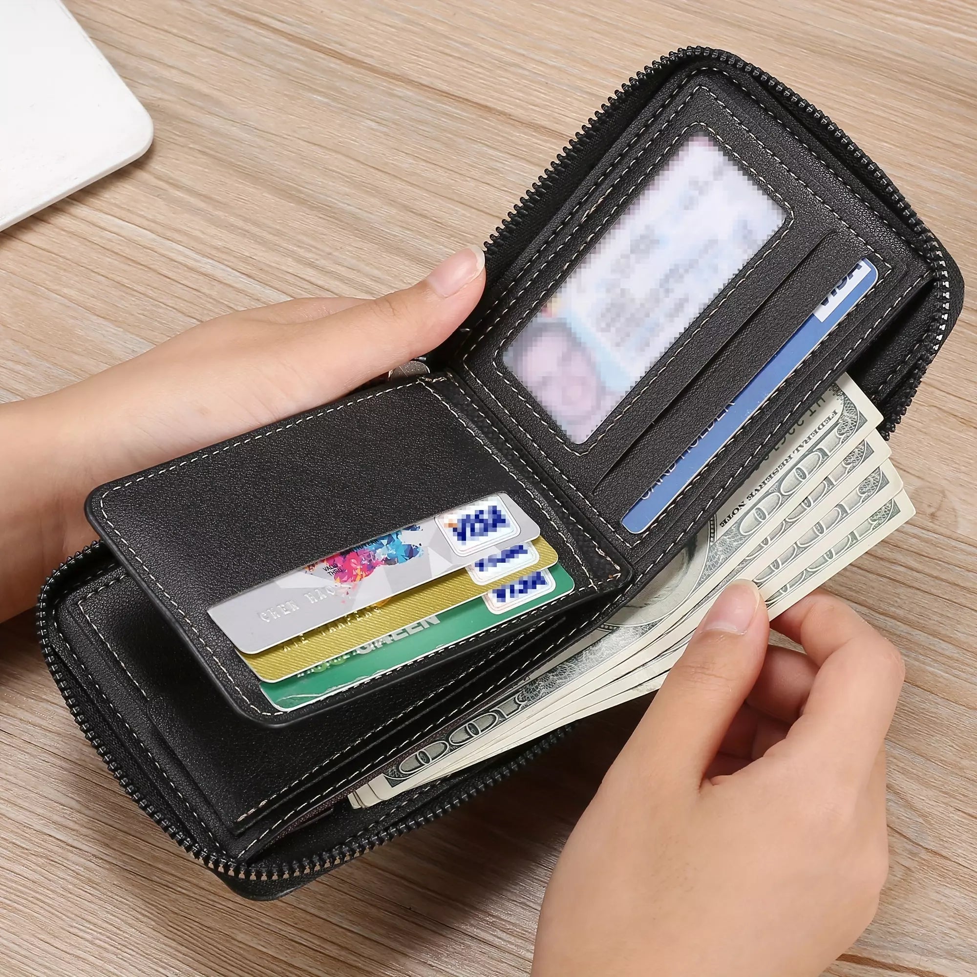 Ashford Vintage Guard – Men’s PU Leather Zipper Wallet