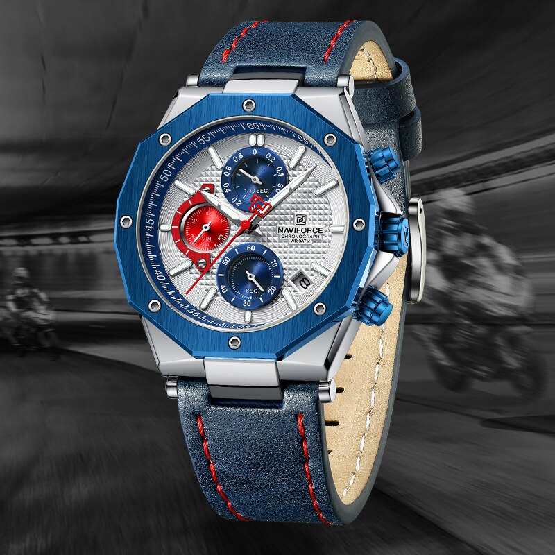 Fashion Leather Band Chronograph Men's Watch