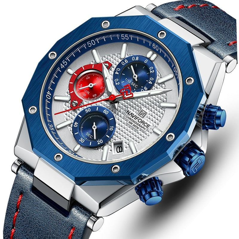 Fashion Leather Band Chronograph Men's Watch
