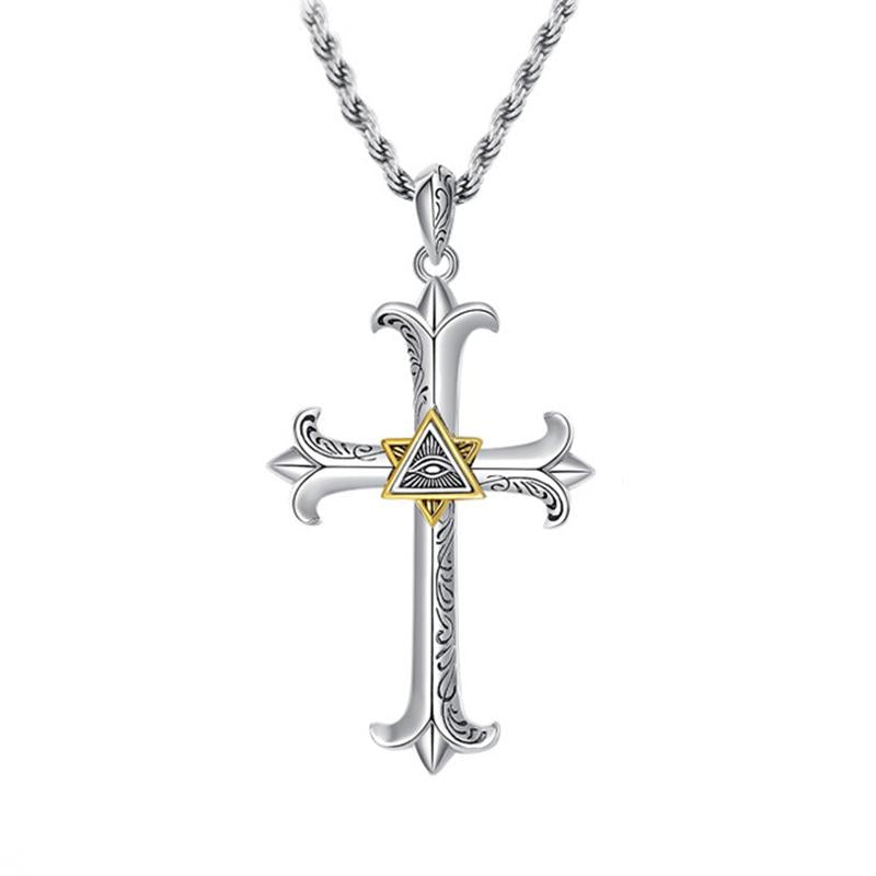 Vintage Evil Eye Cross Necklace