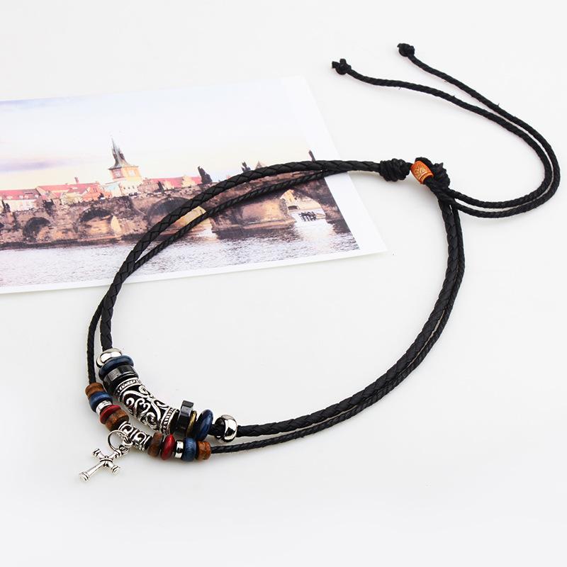 Ashford Vintage Ethnic Cross Necklace – Tribal Beaded Pendant